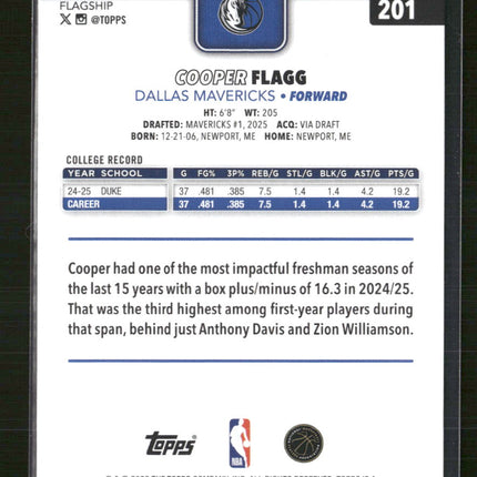 2025-26 Topps Cooper Flagg Rookie #201