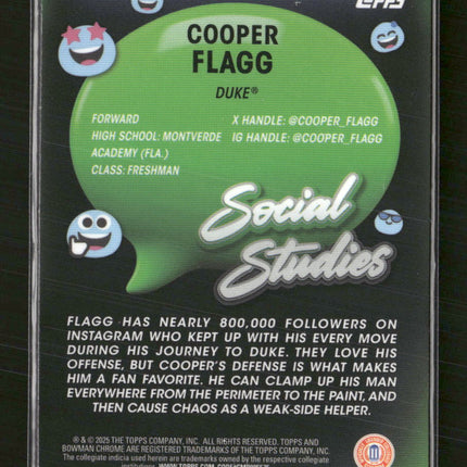2024-25 Bowman University Chrome Social Studies Cooper Flagg #SS-1