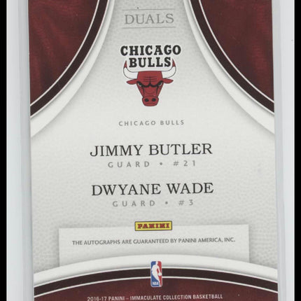 2016-17 Panini Immaculate Dual Auto Dwyane Wade/Jimmy Butler #/49 Auto #5