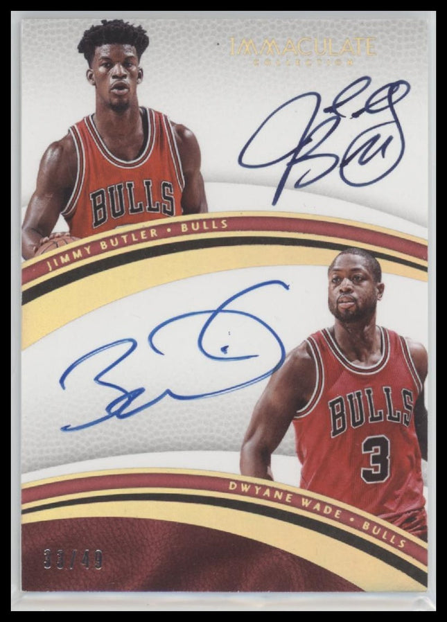 2016-17 Panini Immaculate Dual Auto Dwyane Wade/Jimmy Butler #/49 Auto #5