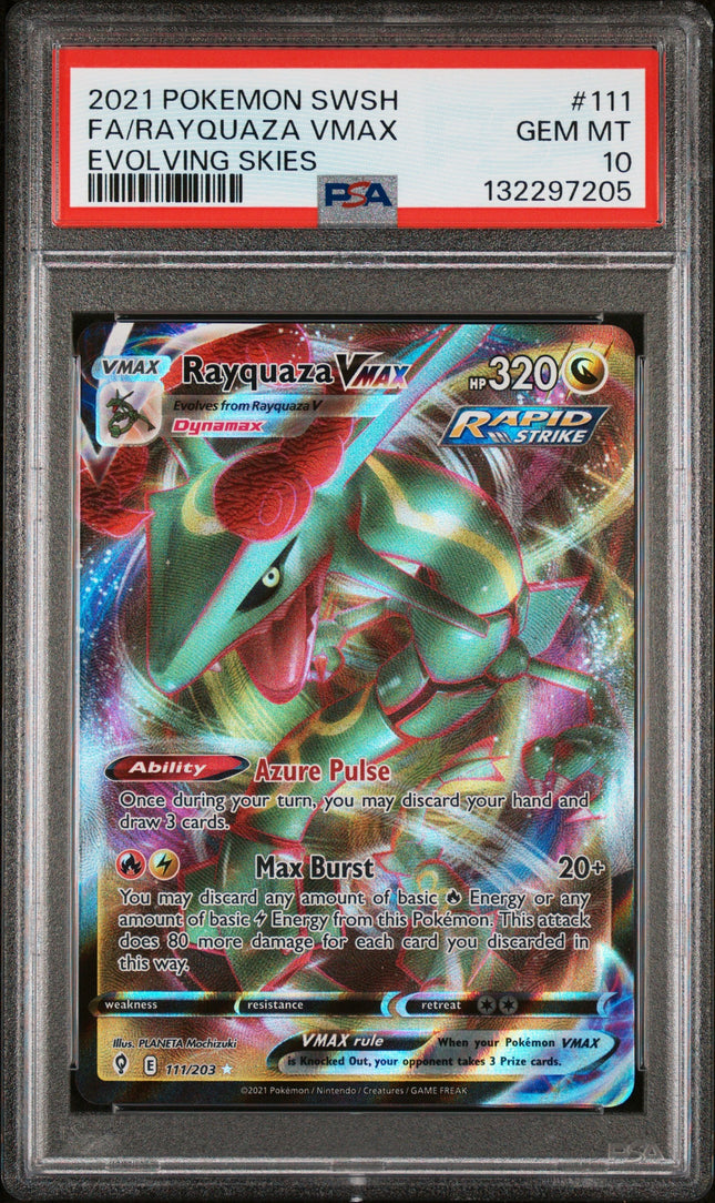 2021 Pokemon Sword & Shield Evolving Skies Rayquaza Vmax 10 PSA #111