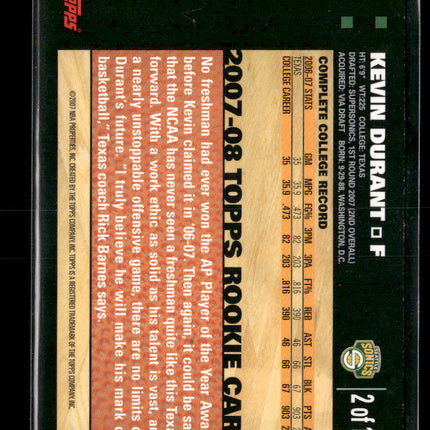 2007-08 Topps Rookie Set Kevin Durant #2