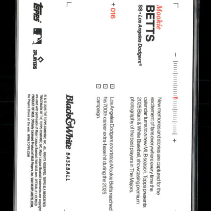 2025 Topps Black & White Green Mookie Betts #/99 #016