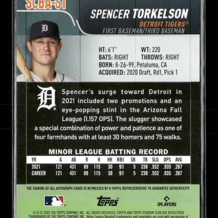 2022 Stadium Club Autographs Spencer Torkelson Auto #SCBA-ST