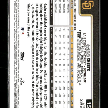 2025 Topps Chrome Lightboard Logo Base Variations Gavin Sheets #158
