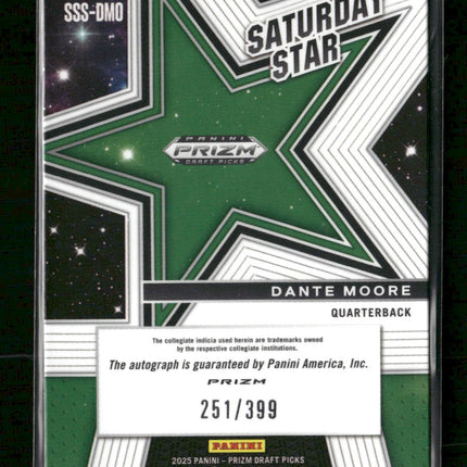 2025 Panini Draft Picks Saturday Stars Auto Red Dante Moore #/399 Auto #SSS-DMO