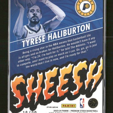 2023-24 Hoops Premium Stock Sheesh Red Ice Tyrese Haliburton #/99 #9