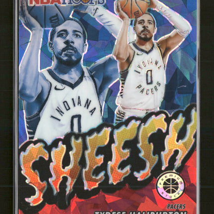 2023-24 Hoops Premium Stock Sheesh Red Ice Tyrese Haliburton #/99 #9