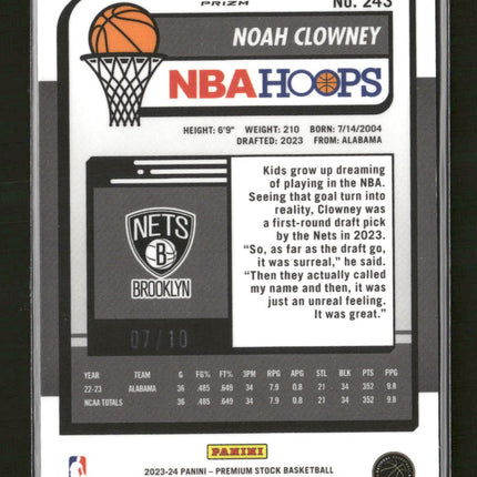 2023-24 Hoops Premium Stock Silver Prizm Noah Clowney #243