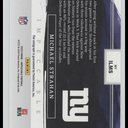 2023 Panini Impeccable Logo Autographs Michael Strahan #/99 Auto #ILMS