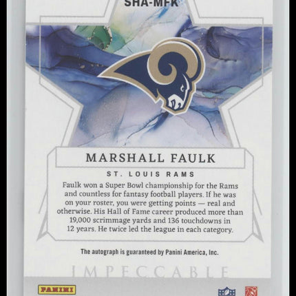 2024 Panini Impeccable Stars of the Hall Auto Marshall Faulk #/49 #SHA-MFK