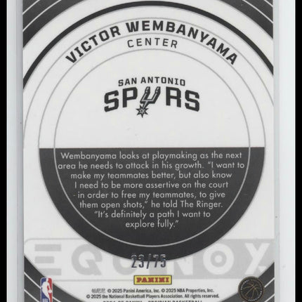 2024-25 Panini Obsidian Equinox Purple Flood Victor Wembanyama #/75 #18
