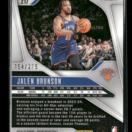 2024-25 Panini Prizm Prizms White Lazer Jalen Brunson #/275 #217