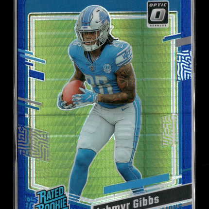 2023 Donruss Optic Blue Hyper Jahmyr Gibbs Rookie #236