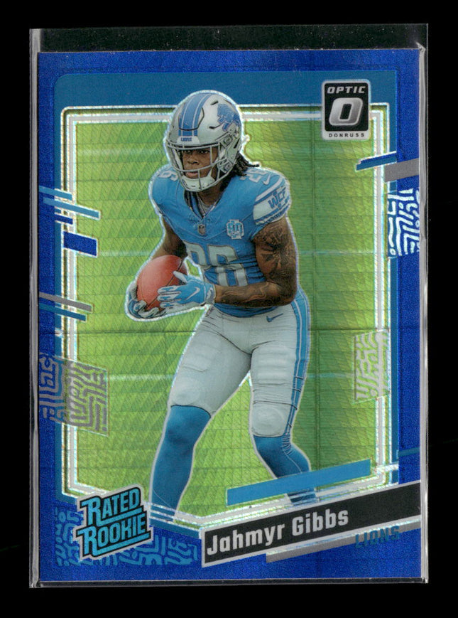 2023 Donruss Optic Blue Hyper Jahmyr Gibbs Rookie #236