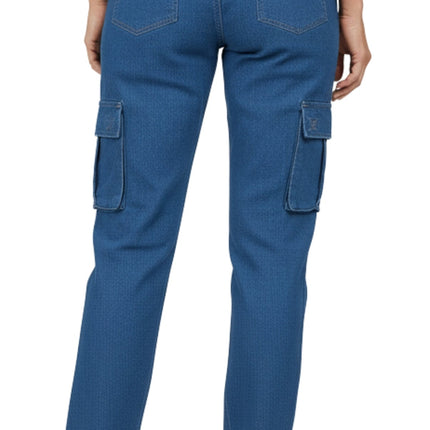 Women's Elastic Stretch Waist Casual Denim Pull-on Cargo Pants