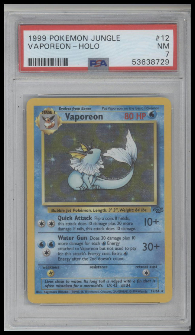 1999 Pokemon Jungle Vaporeon-Holo 7 PSA #12