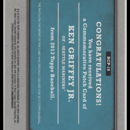 2013 Topps Manufactured Rookie Card Patch Ken Griffey Jr. #RCP-19