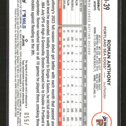 2024 Topps Pro Debut Autographs Purple Foil Roman Anthony #/299 Auto #PD-39