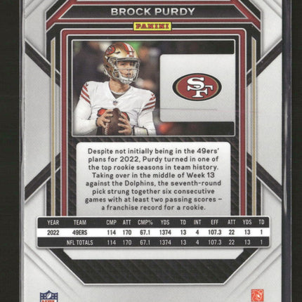 2022 Panini Chronicles Prizm Black Brock Purdy #PB-8