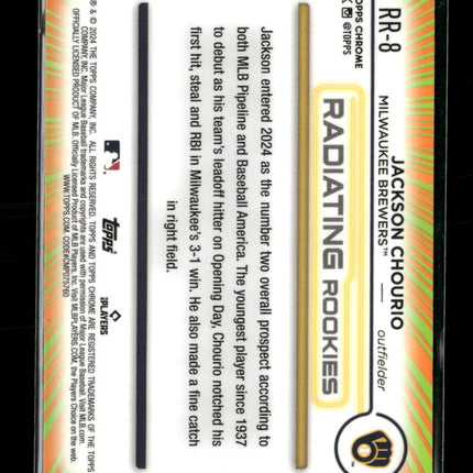 2024 Topps Chrome Topps Chrome Radiating Rookies Jackson Chourio #RR-8