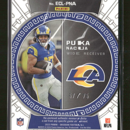 2023 Panini Obsidian Eclipse Electric Etch Purple Puka Nacua #/75 #ECL-PNA
