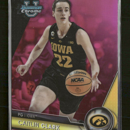 2023-24 Bowman University Chrome Pink Refractor Caitlin Clark #34