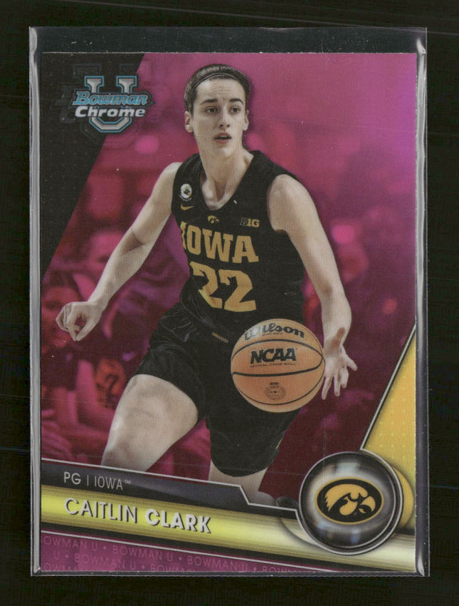2023-24 Bowman University Chrome Pink Refractor Caitlin Clark #34