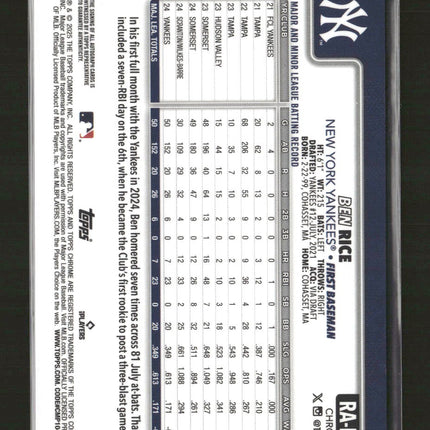 2025 Topps Chrome Rookie Autographs Ben Rice Auto #RA-BR