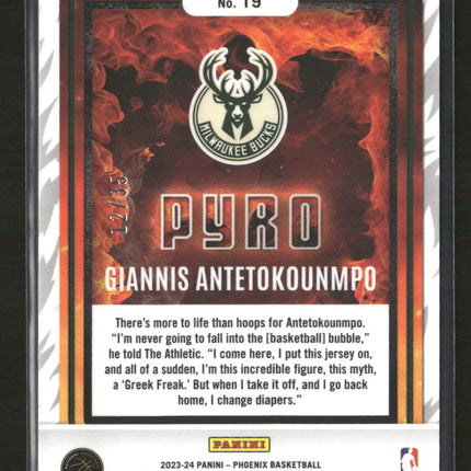 2023-24 Panini Phoenix Pyro Yellow Giannis Antetokounmpo #/35 #19