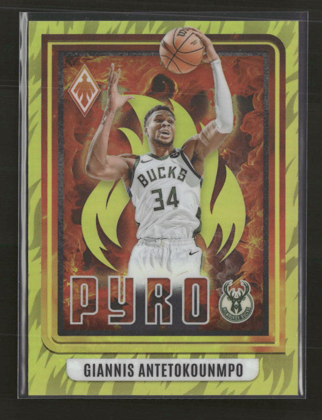 2023-24 Panini Phoenix Pyro Yellow Giannis Antetokounmpo #/35 #19