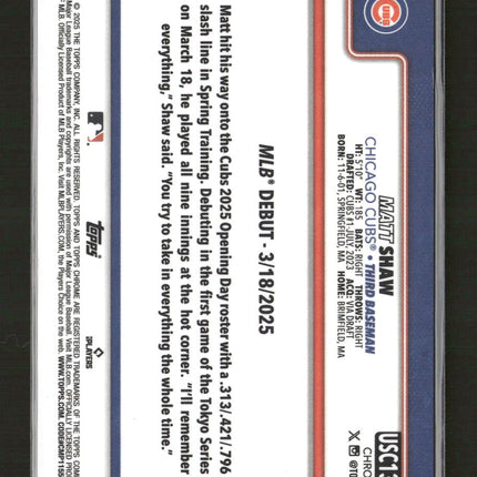 2025 Topps Chrome Orange Geometric Refractors Matt Shaw Rookie #/25 #USC135