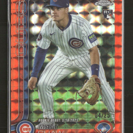 2025 Topps Chrome Orange Geometric Refractors Matt Shaw Rookie #/25 #USC135