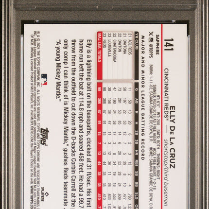 2024 Topps Chrome Sapphire Elly De La Cruz 9 PSA #141