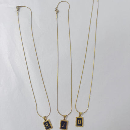 Black/Gold Initial Rectangle Necklace