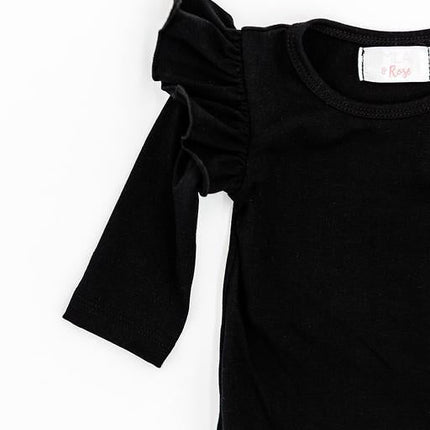 Black L/S Flutter Bodysuit