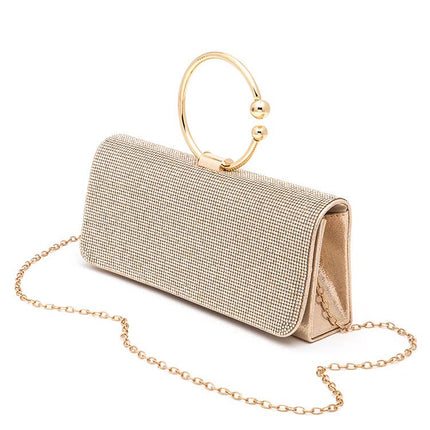 Circle Handle Rhinestone Evening Clutch