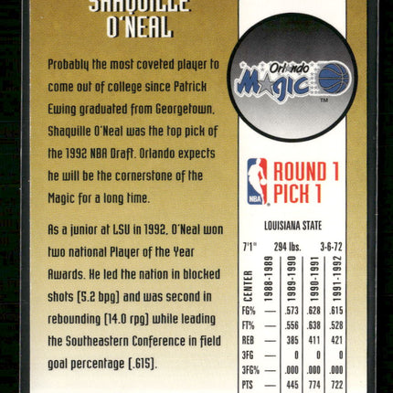 1992-93 SkyBox Draft Picks Shaquille O'Neal #DP1