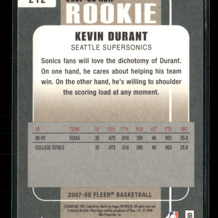 2007-08 Fleer Kevin Durant Rookie #212