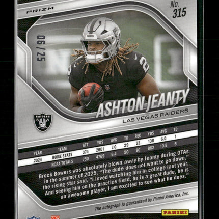 2025 Panini Prizm Auto Camo #/25 Ashton Jeanty #315