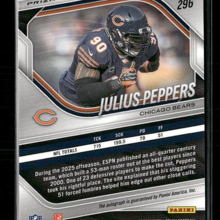 2025 Panini Prizm Prizm Autographs Silver Julius Peppers Auto #296