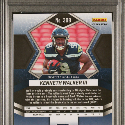 2022 Panini Mosaic Camo Pink Kenneth Walker Iii 9 PSA #308