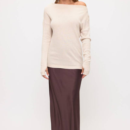 Oatmeal Color Off The Shoulder Sweater