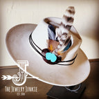 Blue Turquoise and Tan Feather