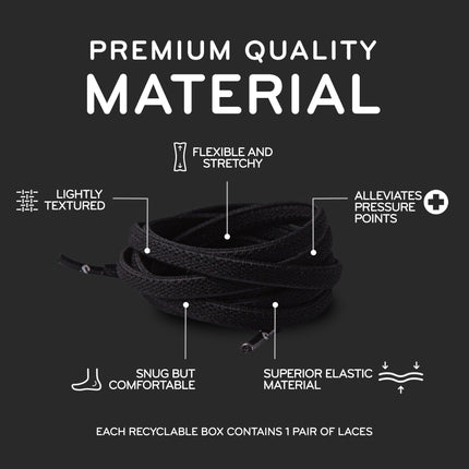Black Flat Elastic Stretch Shoe Laces
