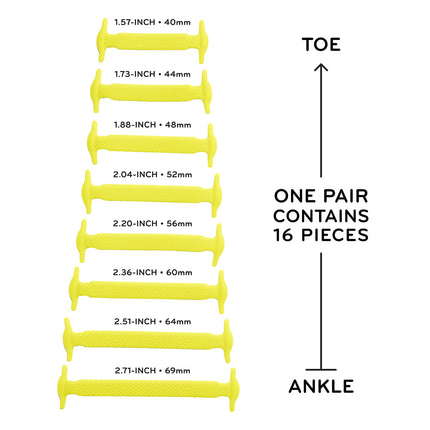 Yellow Stretchy Tieless Silicone Elastic Shoelaces | 16 Straps