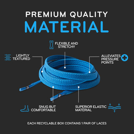 Neon Blue Flat Elastic Stretch Shoe Laces