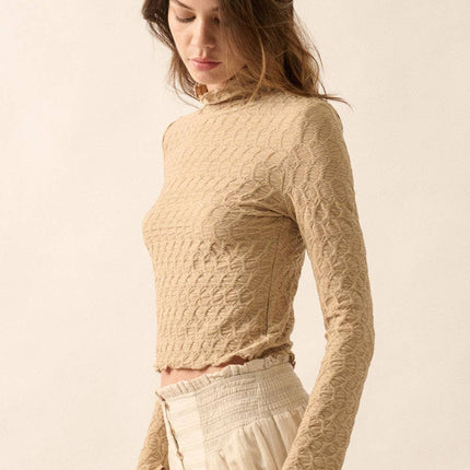 Geometric-Lace Knit Top