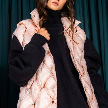 Camel Button-Up Puffer Vest