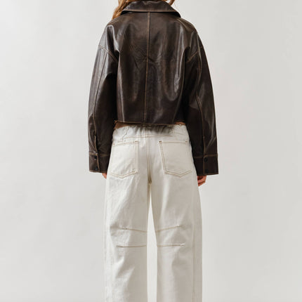 Brown Vintage Washed Leather Jacket